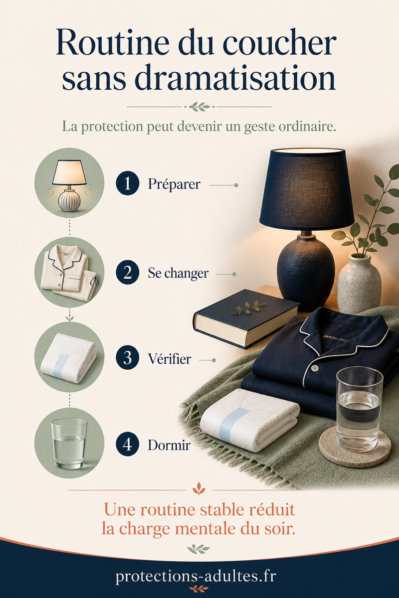 Illustration premium d’une routine du coucher calme et préparée